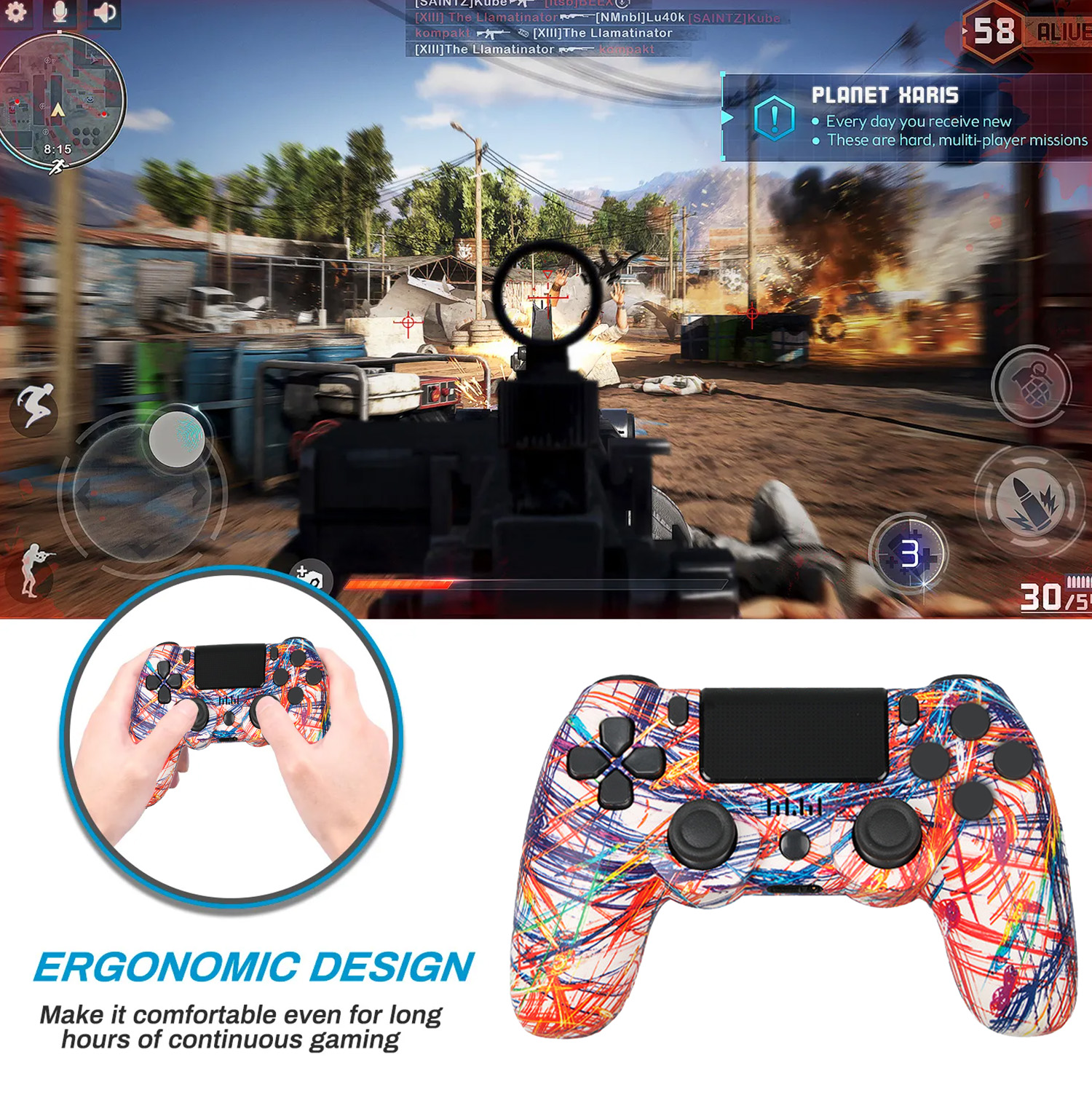 SPBPQY Wireless Controller Compatible with P4/P4 Pro/P4 Slim - Magma Red