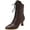 Coffee, variant on Women's Vintage Victorian Mid Calf Ankle Boots Pointed Toe Chunky Low Heel Boot Shoes Lace Up Outdoor Knight Boots with Zipper Side