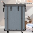 thumbnail image 3 of 150L (40 Gal) High-Grade Laundry Basket with Wheels, Large Laundry Hamper with Wooden Handles, 900D Oxford Fabric, Detachable Laundry Hamper for Bedroom, Bathroom, Laundry Room, 3 of 11