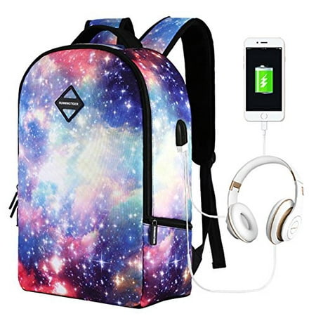 Starry Sky Laptop Backpack, College Student Rucksack, Lightweight Computer Backpack with USB Charging Port Large Capacity