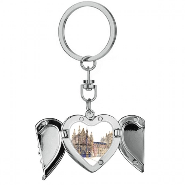 Abbeyof de Westminster de Londres Llavero de alas de ángel en forma de corazón