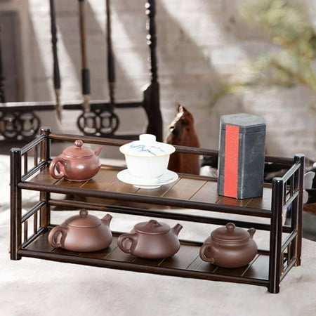 Fancyes Tabletop Display Rack Shelf Organizer Multi Layer Ornament Decorative Teaware Spice Rack Holder for Home Decor Kitchen 2 Layer