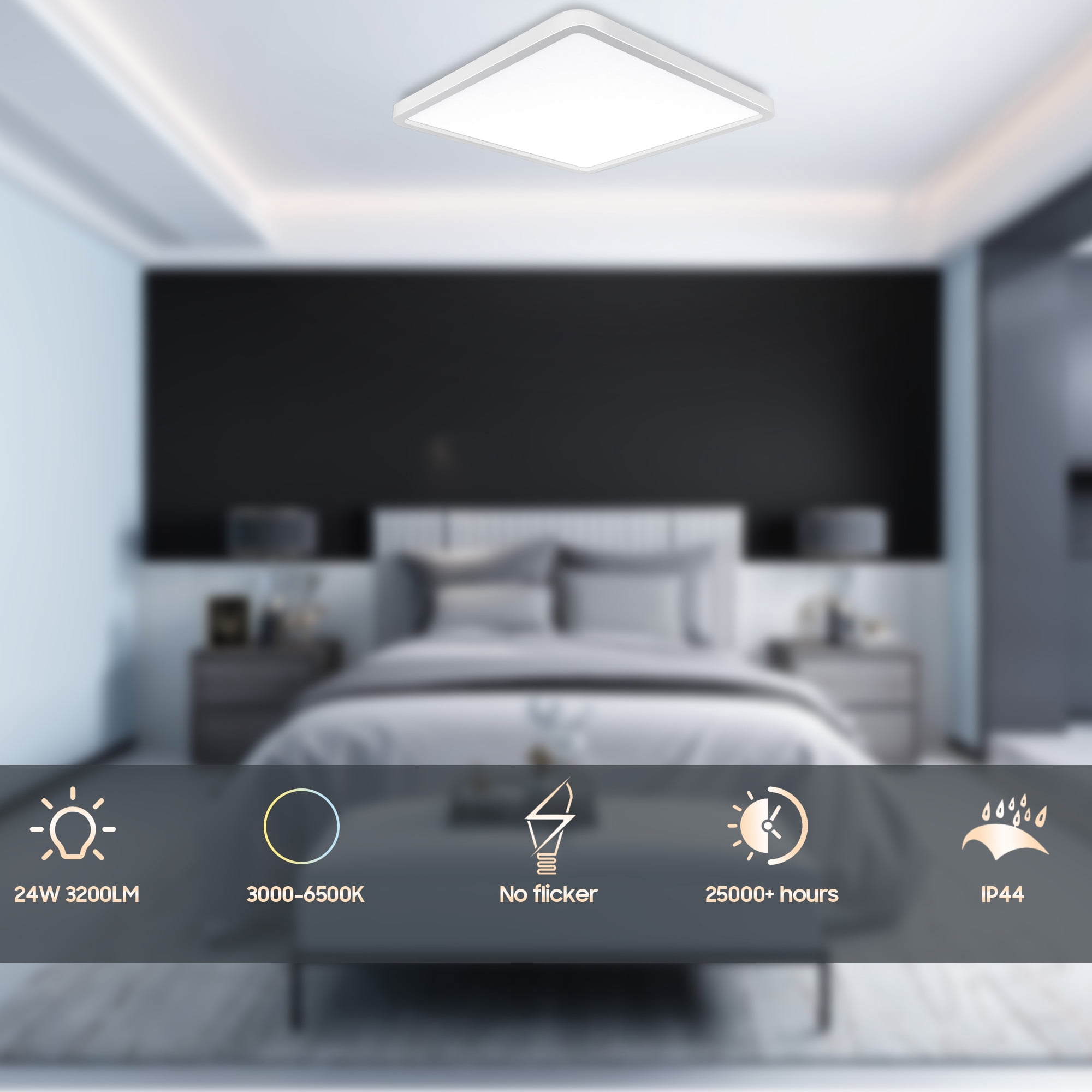 24W LED Dimmable Ceiling Light With Remote Control, 7 RGB Colours Changing Ceiling Lamp 3W Backlight For Bedroom, Living Room And Drawing Room
