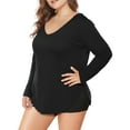 thumbnail image 2 of JYLFC Womens Shirts Long Sleeve Plus Size V Neck Casual Tee Shirts, Black 5XL, 2 of 4
