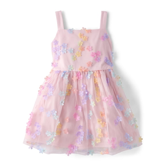 The Children's Place Girls Sleeveless Rainbow Print Fit and Flare Dress, Sizes 4-16