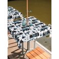 thumbnail image 2 of Outdoor Tablecloth with Umbrella Hole for Patio/Picnic/Party/Camping, Bear Elk Cabin Waterproof Table Cloth Square Cover Washable, Farmhousee Pine Tree Forest Blue (60"x 60"), 2 of 9
