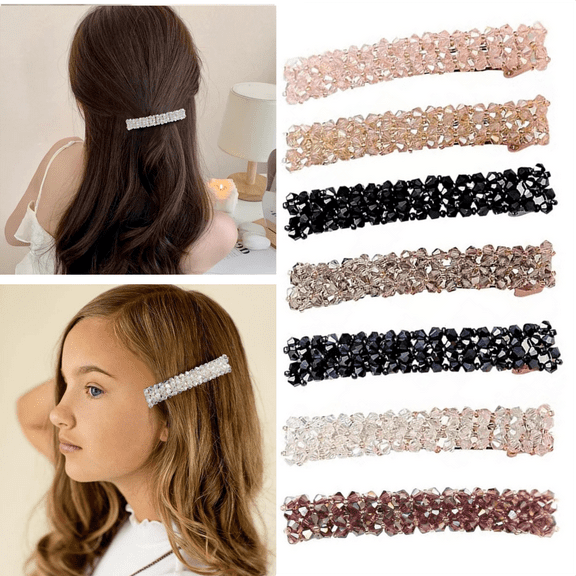 Sparkly Glitter Rhinestones Hair Clips,Fashion Hair Barrettes for Women and Girls, Hair Accessoires for Women,Multicolor,7 pcs