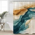 thumbnail image 2 of Extra Long Shower Curtain 72x84 Inch, Teal Brown Shower Curtain Waterproof Bathroom Decor Retro Modern Abstract Art Fabric Bath Curtain Set Accessories with Hooks, 2 of 6