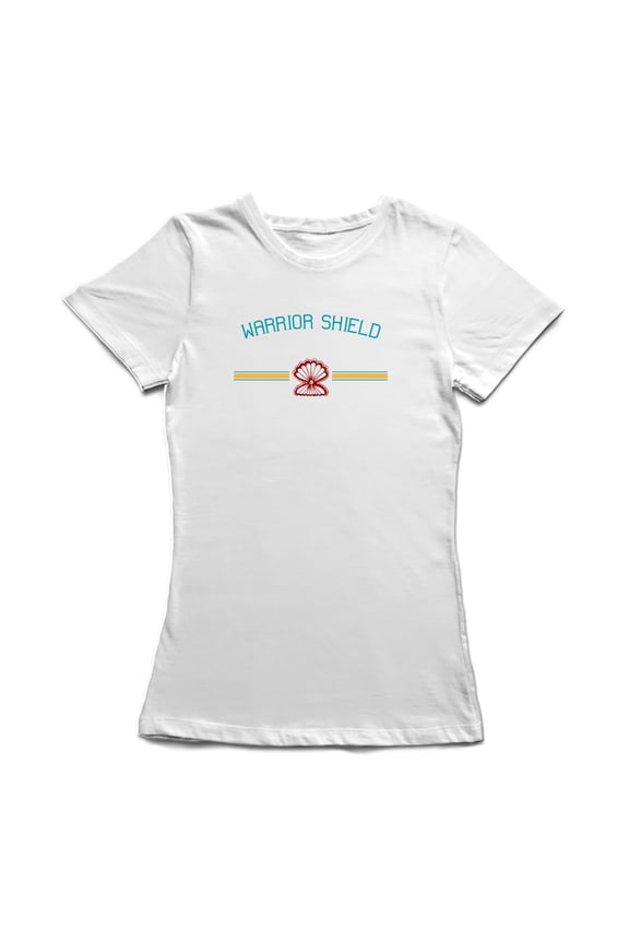 Warrior Shield Sea Shell Design Women White T-Shirt, Female XX-Large