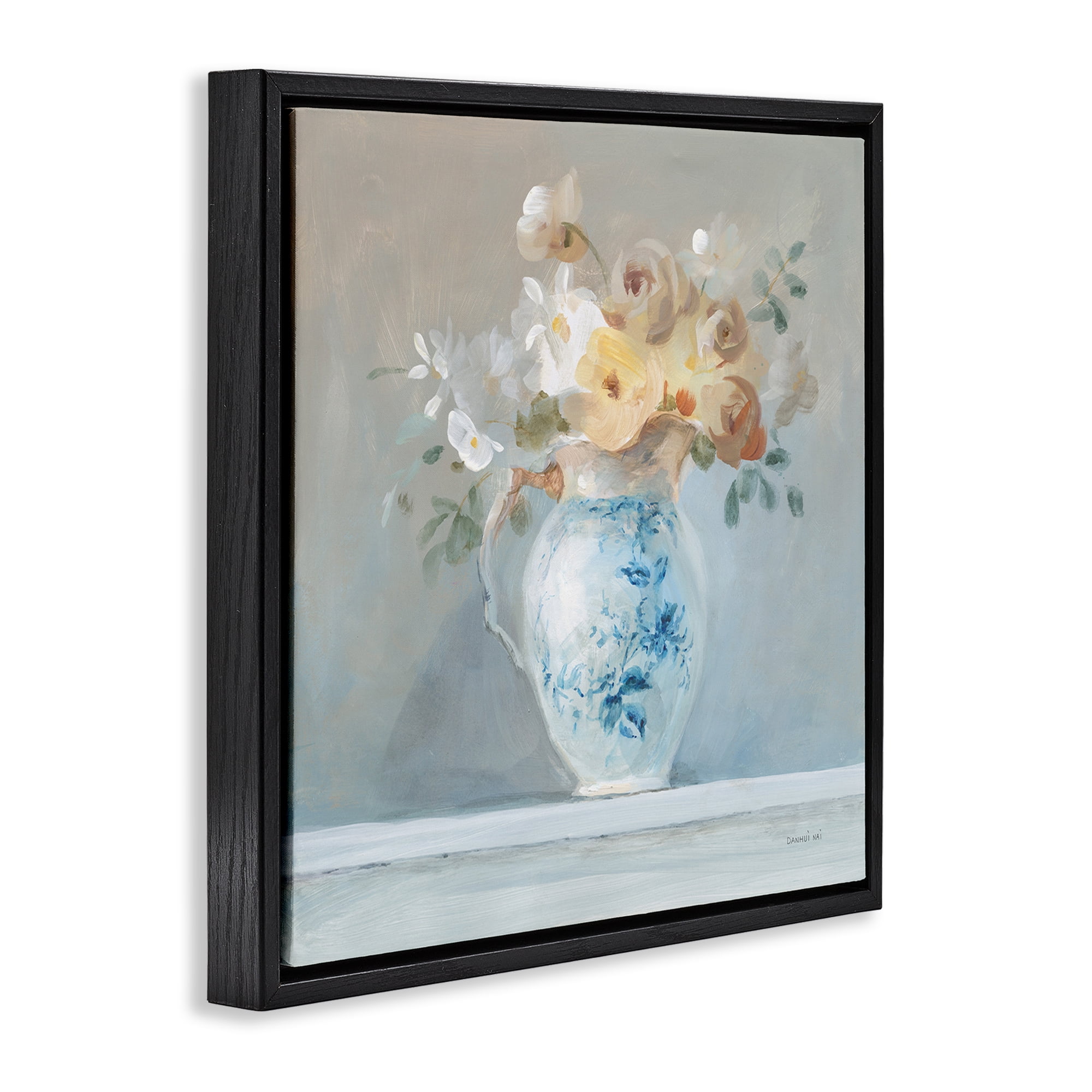 Stupell Industries Heirloom Flower Bouquet Botanical & Floral Painting Black Floater Framed Art Print Wall Art, 25 x 25