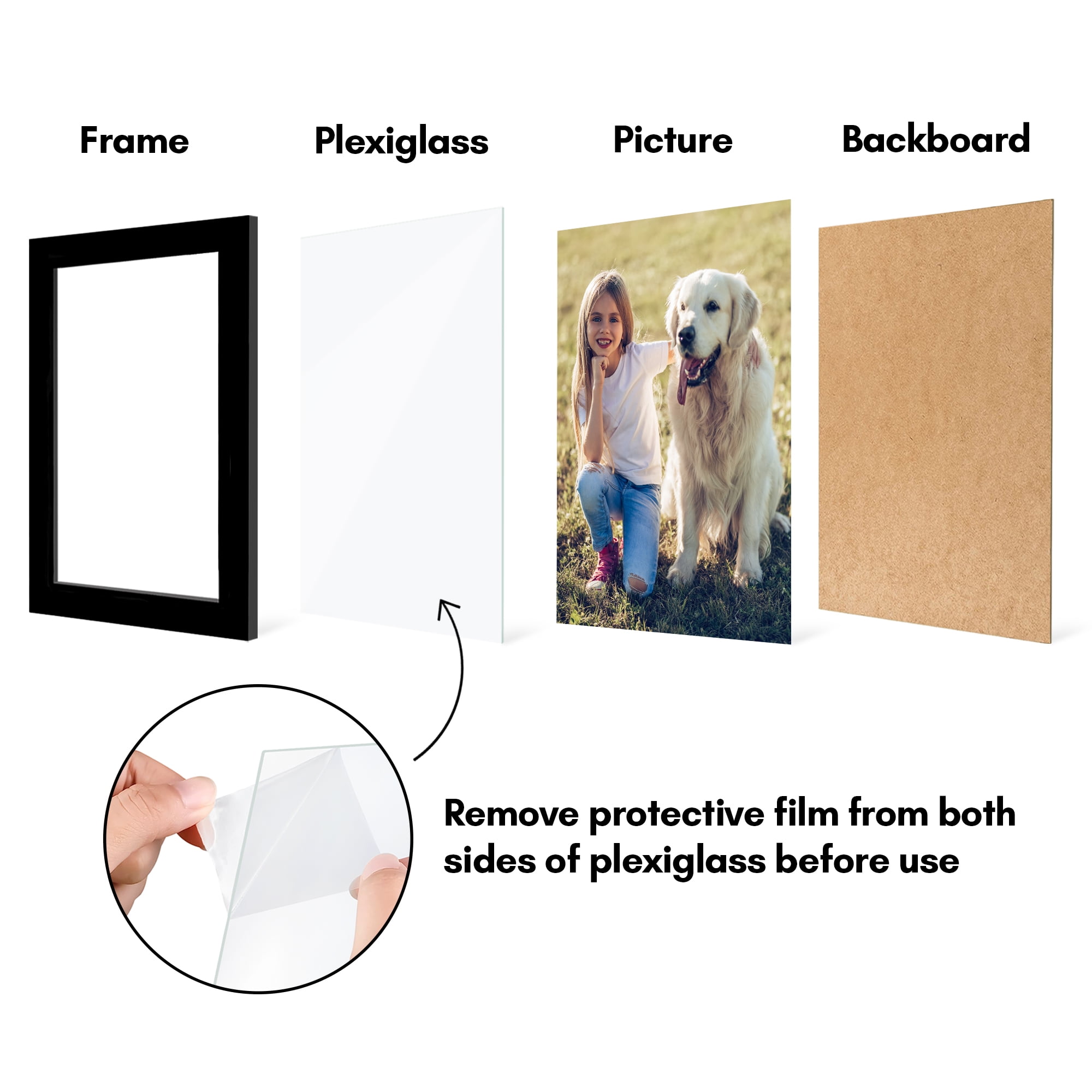 Americanflat 6x8 Picture Frame with Polished Plexiglass 5 Pack Galleria Collection Frames Tabletop - Black