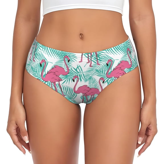 Womens Underwear - Flamingo print No Show Seamless Underwear for Women, Stretch Women's Panties, Hipster Soft Comfort Ladies Panties Bikini Underwear Briefs