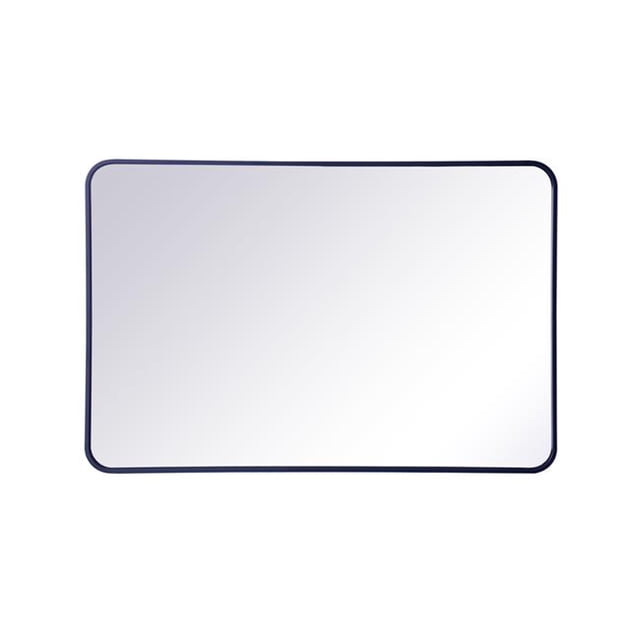 Elegant Decor MR802842BL 28 x 42 in. Soft Corner Metal Rectangular Mirror, Blue