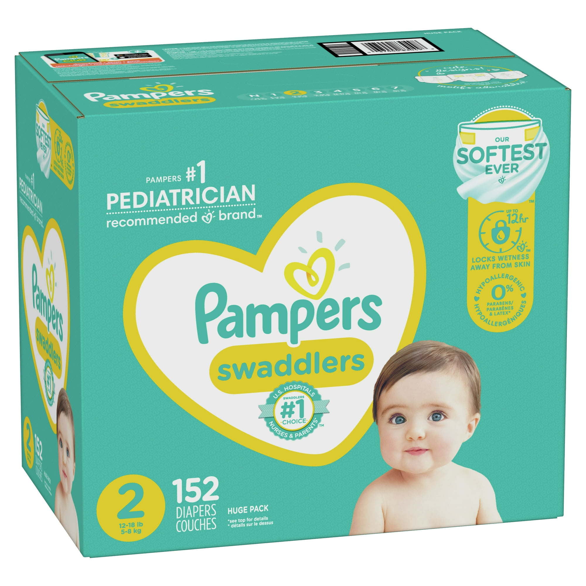 Pampers Pañales Swaddlers, talla N, 32 unidades