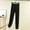 Black, variant on Solid Cuffed Jogger Style Trousers, Womens Daily Relaxed Fit Long Bottom Attire, Full Length Tapering Leg Casual Slacks, All Elastic Waist Soft Knit Everyday Casual Wear (Beige,L)