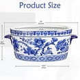 thumbnail image 5 of Blue and White Ceramic Planter Pot Vintage Floral Oval Cachepot Vase Glazed Chinoiserie Porcelain Style Decorative Bowl Vase No Drainage, 5 of 7