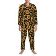 thumbnail image 3 of Naloa Sunflowers And Bww Men’s Pajamas Set - Long Sleeve Button Down Sleep Shirt and Pajama Bottoms Sleepwear Set-, 3 of 7