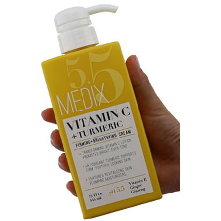 Medix 5.5 Vitamin C Cream w/ Turmeric for face and body. Firming & brightening cream for age spots, dark spots & sun damaged skin. Anti-Aging Cream Infused w/ Vitamin E, Ginger,