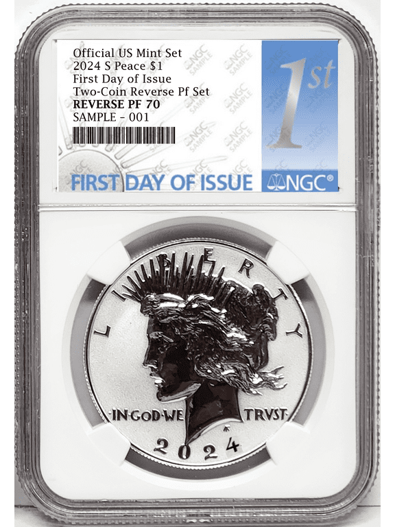 2024 Reverse Proof Peace Silver Dollar Coin, NGC RP70 First Day of Issue, 1st Day Label