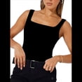 thumbnail image 3 of Camisetas Sin Mangas Ajustadas con Cuello Cuadrado para Mujer, de Doble Capa, Sin Costuras, Ajustadas, Básicas, -Verano 2025 Negro M, 3 of 8
