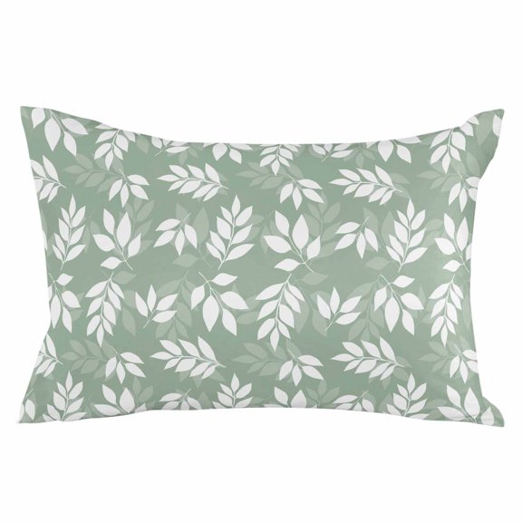Green Leaves Throw Pillow Cover 20 x 30 Inch Decorative Pillow Cover Pastoral Natural Leaf Plants Farmhouse Lumbar Pillowcase Seasonal Rectangle Cushion Case for Couch Sofa Bed Living Room