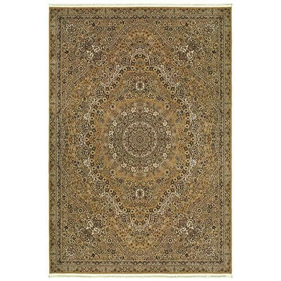 Oriental Weavers Masterpiece Area Rug 8022J Gold Bordered Rings 2' 3" x 10' Rectangle