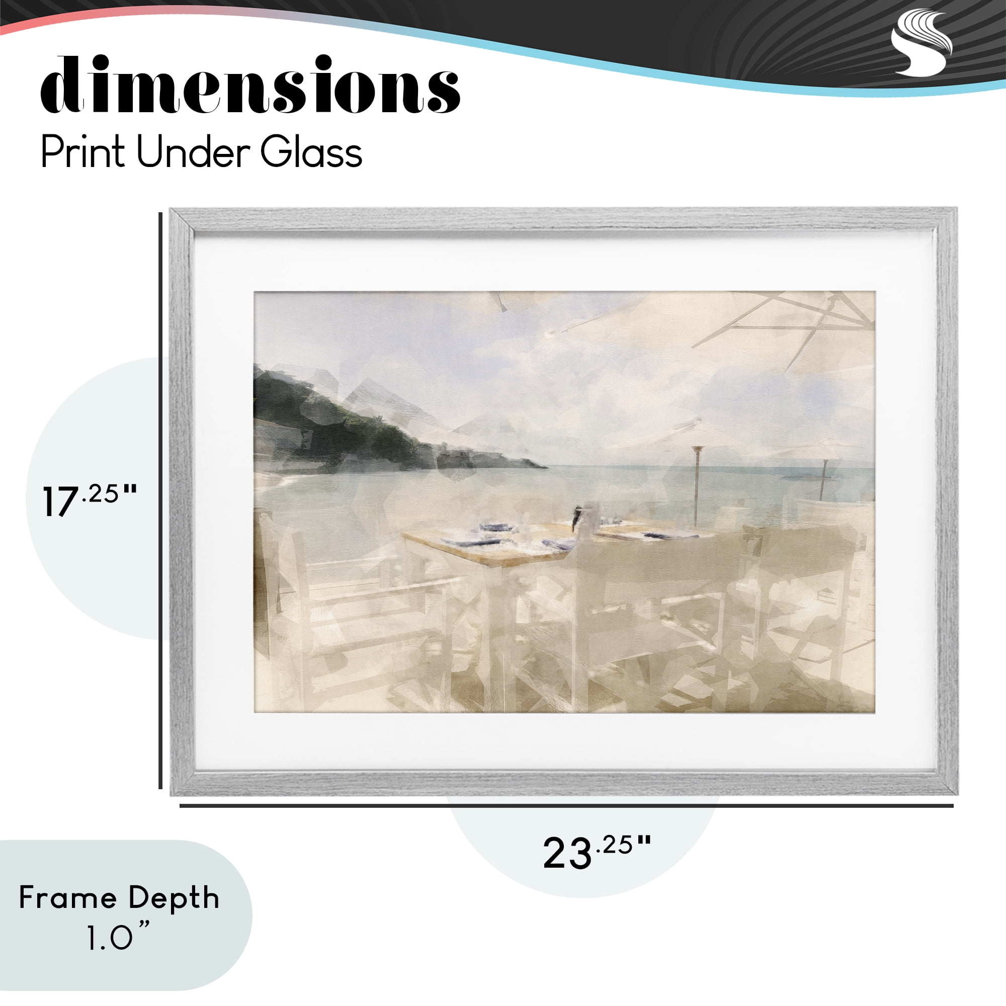 Stupell Industries Table By The Sea Gray Framed Print Under Glass, design by Noah Bay