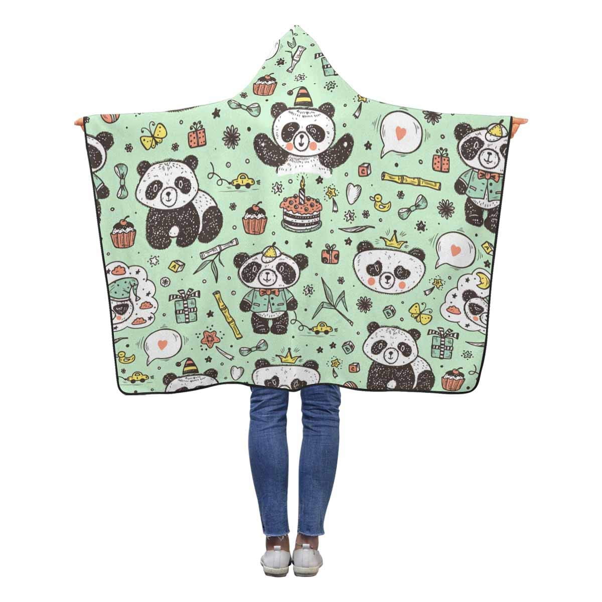 ASHLEIGH Cute Pandas Hooded Blanket 40x50 inches Toddler Kid Baby Boys ...