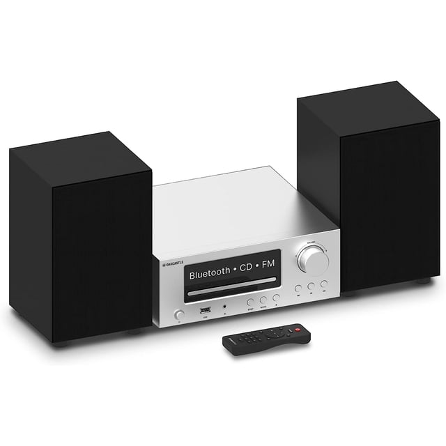 Estéreo Bluetooth y reproductor de CD, 100 W con radio FM, visualización LCD retroiluminado, MAJORITY Oakcastle