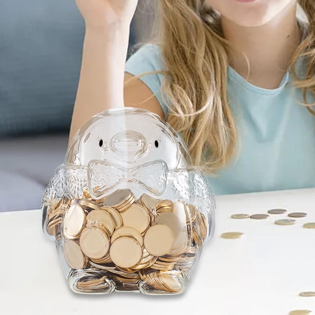 Tarro para ahorrar dinero, caja para ahorrar dinero, estatuilla de dibujos animados que no se puede abrir, hucha transparente con forma de cerdo, caja