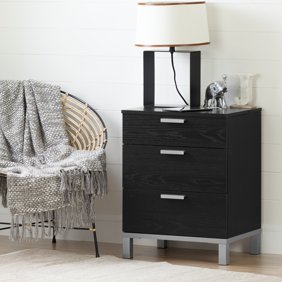 South Shore Vito Nightstand With Charging Station And Drawers White Walmart Com Walmart Com
