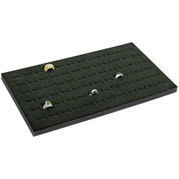 RJ Displays-72 Slot Black Jewelry Travel Ring Insert Display Pad with Stackable Tray