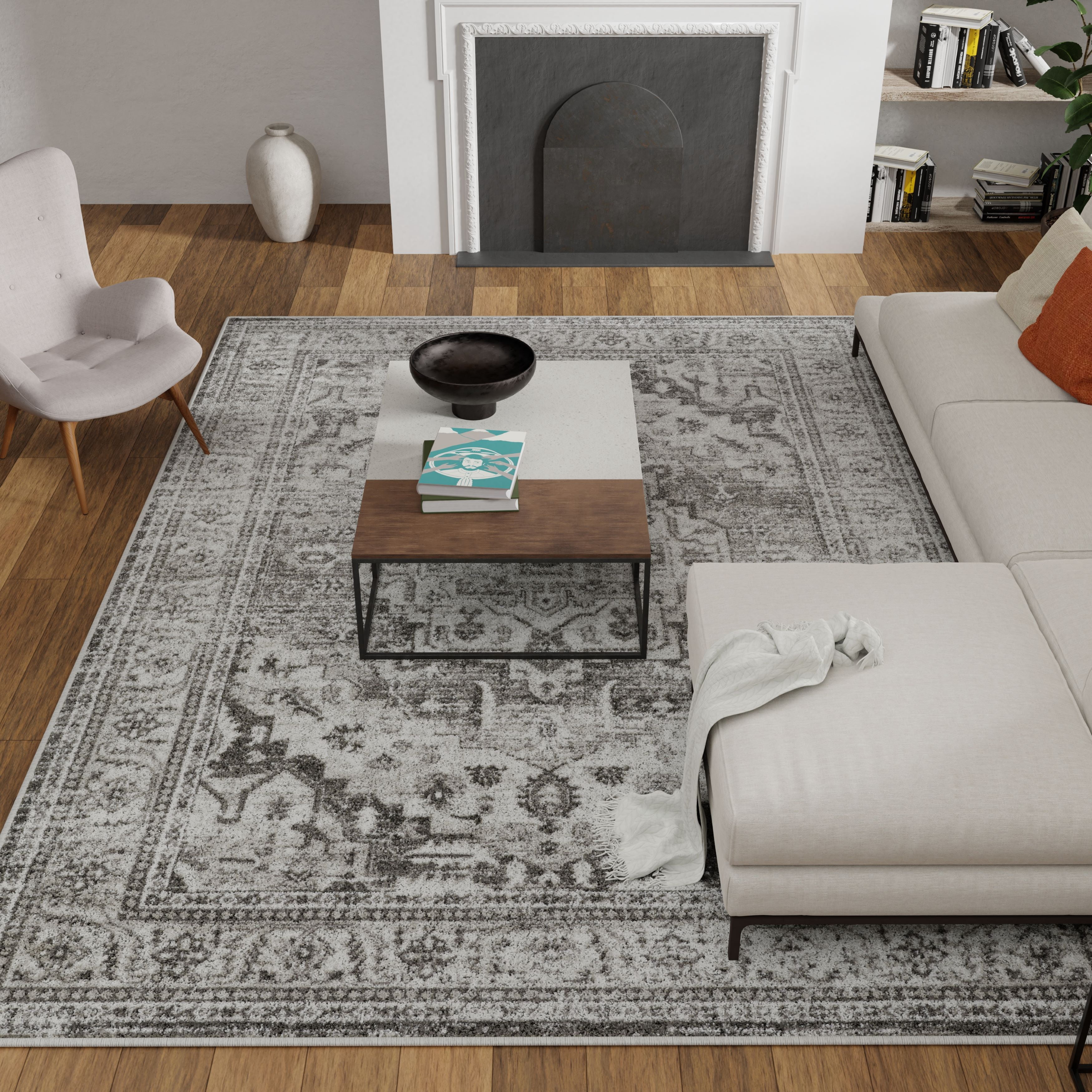 Loomaknoti Rhane Alvner 4' x 6' Gray Oriental Indoor Area Rug