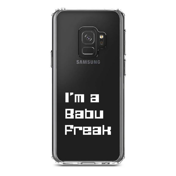 DistinctInk Clear Shockproof Hybrid Case for Samsung Galaxy S9 (5.8" Screen) - TPU Bumper Acrylic Back Tempered Glass Screen Protector - I'm a Babu Freak