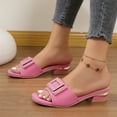 thumbnail image 5 of Agkizg Summer Women Sandals Low Heel Slide Sandals Casual Slippers Open Toe Beach Sandals Comfortable Shoes Pink, Size 9, 5 of 5