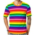thumbnail image 2 of T Shirt For Men Rainbow Pride Flag LGBT Colorful Stripes Men Novelty Beach Graphic Tees Short Sleeve, 2 of 7