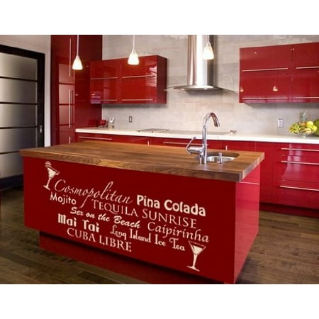 Herradura Silver Tequila - World Cocktails: Cosmopolitan, Pina Colada, Mojito, Tequila Sunrise, etc Wall Decal - Wall Sticker, Vinyl Wall Art, Home Decor, Wall Mural - 1755 - White, 20in x 9in