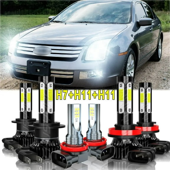 For Ford Fusion 2006-2012 2013 2014 2015 2016 LED Headlight High Low Beam Fog Light Bulbs Kit White 6x