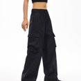 thumbnail image 5 of Cargo Pants for Women with Deep Side Pockets, Pull Rope Adjustable Elastic Waist, Breathable Workout Joggers, Casual Solid Color Trousers for Hiking Travel, Fitness Gifts for Women, 5 of 8