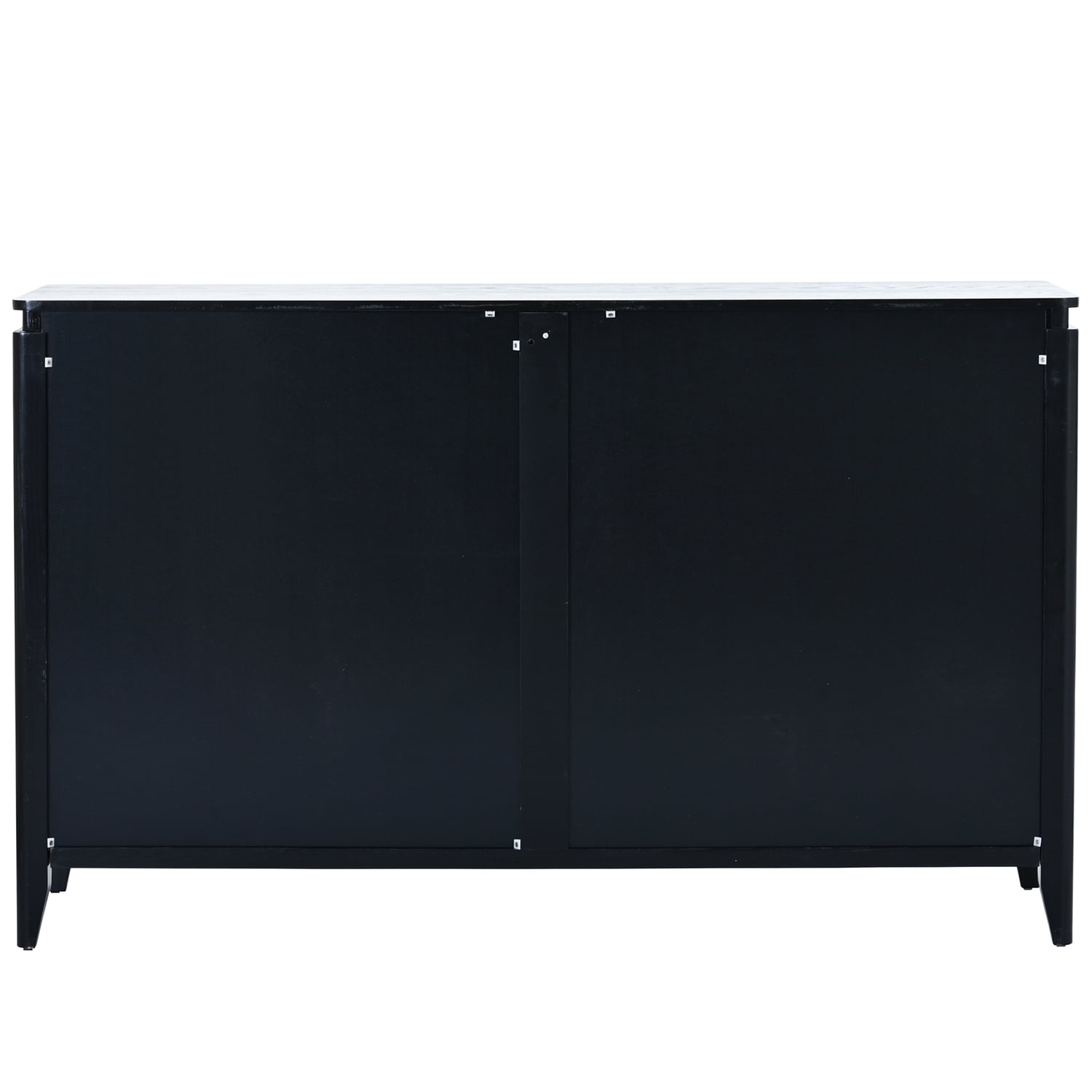 Kadyn Modern Sideboard Buffet Storage Cabinet, Accent Storage Cabinet with 2 Decorative Doors, 2 Drawers and 4 shelves, Solid Wood Cabinet for Living room, White+Black