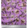 thumbnail image 1 of Soimoi Purple Poly Georgette Fabric Peach Floral Printed Craft Fabric by The Yard 52 Inch Wide, 1 of 1