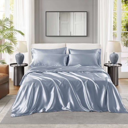 Bed In A Bag Satin Luxury Sheet Set Full Blue Cotton Bedding Set Polyester Bed Sheet Set Household Supplies & Décor Bedding Bedding Sets