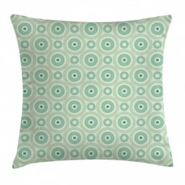 Mint Fluffy Throw Pillow Cushion Cover, Retro Disc Shaped Inner