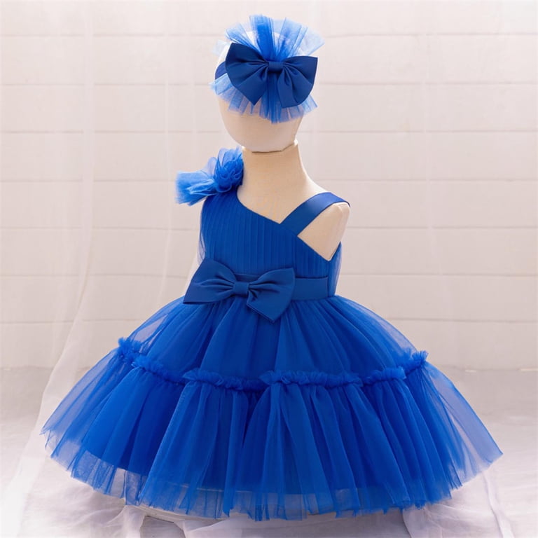 2t royal blue dress Moocorvic Sling Baby Girl with Hairband, Toddler Puffy Skirt Bowknot Princess Dress for Wedding Birthday 2-3 Years,Blue, Infant Girl's Color:Ecru Moon Dance V Maxi brand-type_0 Fully Lined
