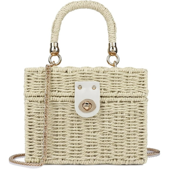 Handwoven Rattan Bag for Women Wicker Crossbody Shoulder Bag Straw Beach Tote Bag