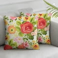 thumbnail image 2 of Shangniulu Beautiful Floral Throw Pillow Covers,Pink Pink Roses Botancoal Decorative Pillow Covers Digital Printing for Couch Sofa Bed Invisible Zipper White, 2 of 6
