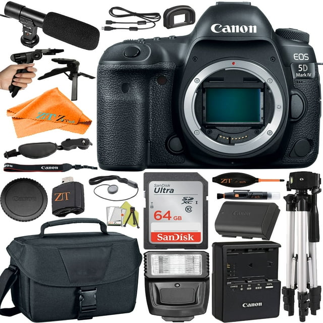 Canon EOS 5D Mark IV Appareil Photo Reflex Numérique (Boîtier Seulement) avec SanDisk 64 Go + Microphone + Étui + Ensemble d'Accessoires ZeeTech