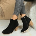 thumbnail image 3 of Rokment Women's High Heel Dress Boots for Ladies Fall Winter Fashion Solid Suede Pointed Toe Block Dressy Pumps Ankle Booties Black Size 6, 3 of 7