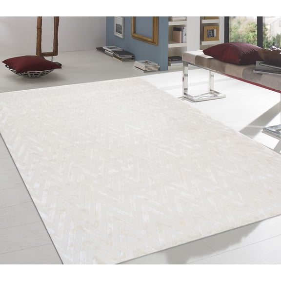 Pasargad Home Edgy 10' x 14' Hand-Tufted Silk and Wool Ivory Rug, For Indoor Space and all Age of Group