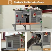 MEDEHOO Heated Cat House for Outside Cats Winter, 100% Waterproof Insulated Outdoor Cat Shelter with Heater & Insulated Liner